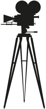 a black and white silhouette of a camera