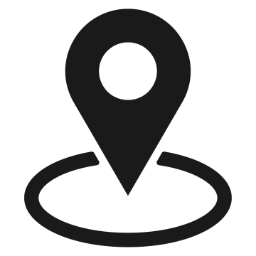 a black and white map pointer icon