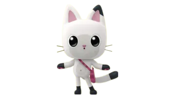 a white cat wearing a pink tie and black shoes
