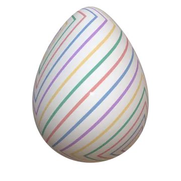 a white egg with colorful stripes on it