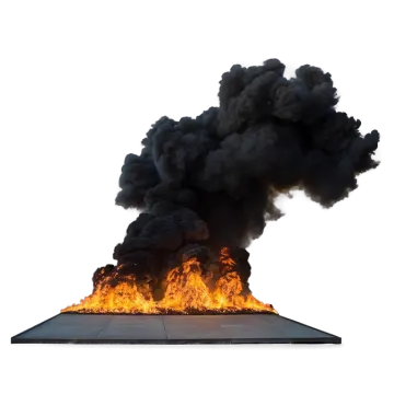 a large black cloud of smoke rising from a roof
