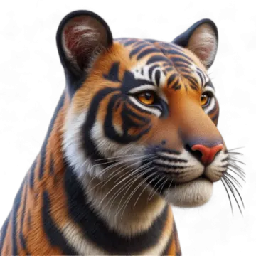 a close up of a tiger's face