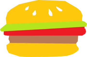 a hamburger with red, green and yellow stripes