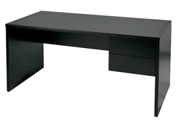 a black desk with two drawers