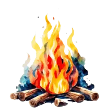 a watercolor drawing of a campfire