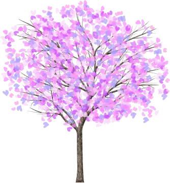 a tree with hearts painted on it