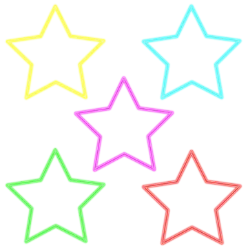 a set of five stars in different colors