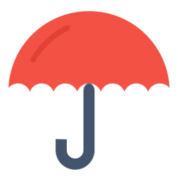 a red umbrella with a blue handle