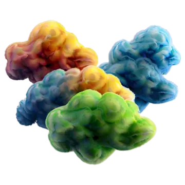three colored smokes on a white background