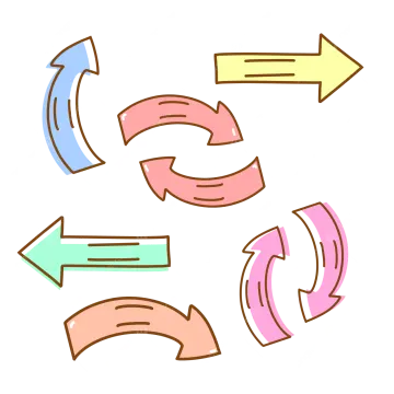 a set of arrows in different colors