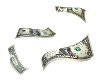 a hundred dollar bill falling from the top to the bottom