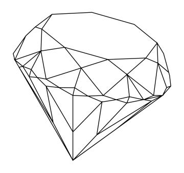 a black and white drawing of a diamond