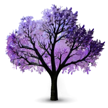 a tree with purple leaves on it