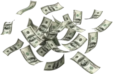 a pile of money falling from the sky