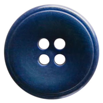 a blue button with three holes