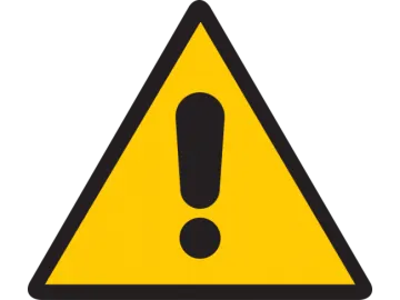 a yellow warning sign with a black and yellow triangle