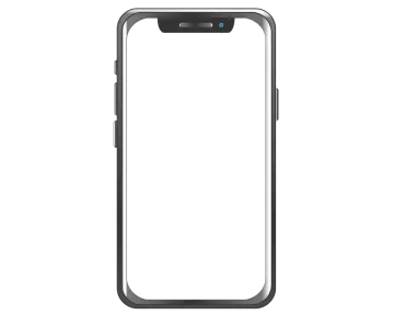an iphone with a white screen and black frame