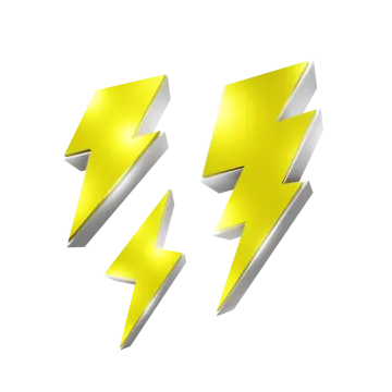 two yellow lightning bolts on a white background