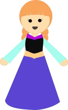 a cartoon girl in a purple dress