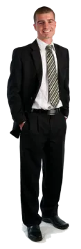 a young man wearing a suit and tie