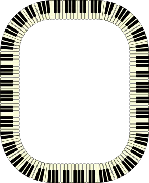 a black and white piano keyboard border
