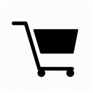 a black and white shopping cart icon