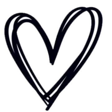 a heart drawn in black ink on a white background