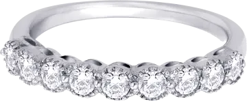 a white gold ring with five round diamonds