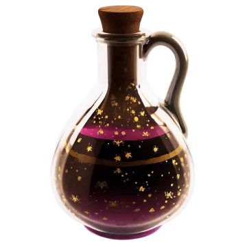 a brown and purple glass bottle