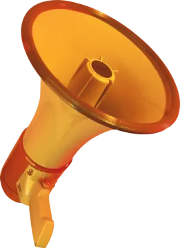 a yellow megaphone on a white background