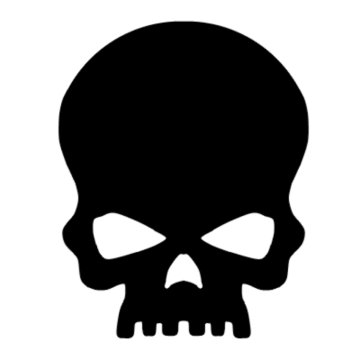 a black and white silhouette of a skull