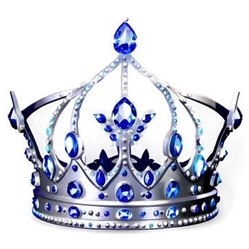a silver crown with blue crystals on it