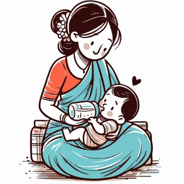 a mother breasting her baby