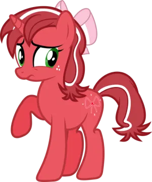 a pinkie pony with green eyes