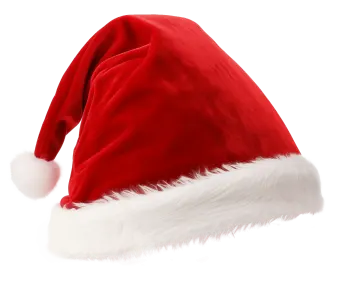 a red santa hat on a white background