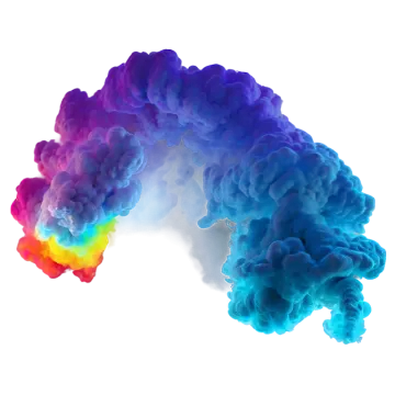 a cloud of colored smoke on a white background