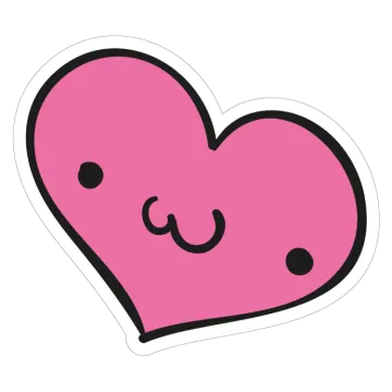 a pink heart sticker on a white background