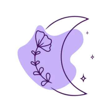 a drawing of a crescent with flowers on it
