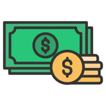 a hand holding a dollar and a coin