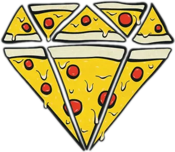 a piece of pizza with three slices cut into it