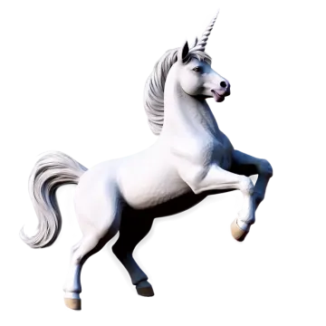 a white unicorn standing on its hind