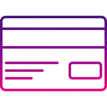 a purple and pink credit card