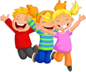 cartoon kids jumping clipart