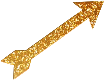 a gold glitter arrow on a white background