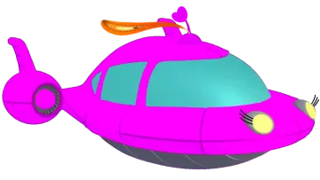 a pink submarine with an orange nose
