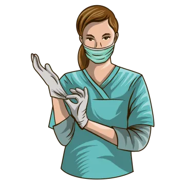 a nurse wearing a surgical mask and gloves