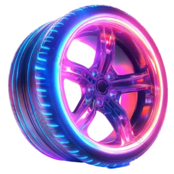 an image of a wheel with blue and pink lights