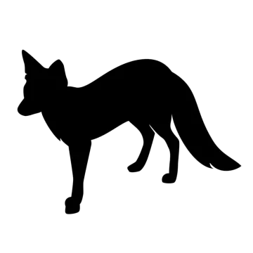 a black and white silhouette of a fox