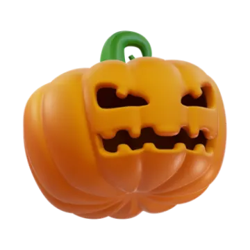 an orange halloween pumpkin with a green nose