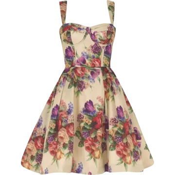 a floral print dress with spaghetti straps